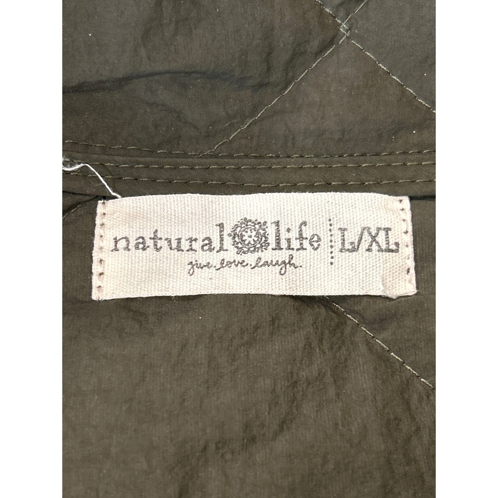 Natural Life Floral Quilted Puffer Vest L/XL Multi Color Snap Front Boho - Picture 3 of 7